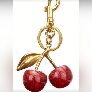 Gold and Red Cherry keychain